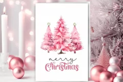 Pink Christmas Tree Holiday Card - Happy New Year Greeting Product Image 1