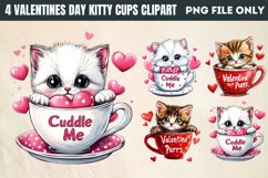 Valentines Day Kitty Cups Clipart PNG Product Image 1