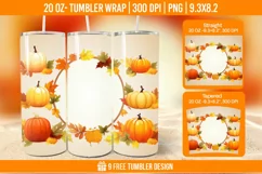 Pumpkin Tumbler Sublimation Wrap, 20 oz Fall Tumbler Wrap Product Image 1