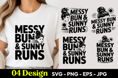 Messy Bun Sunny Runs SVG PNG Product Image 1