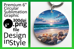 Lovely Keychain Round Design PNG , Summer Beach Product Image 1