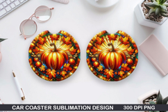 Pumpkin Car Coaster Sublimation| Halloween Coaster PNG Product Image 1