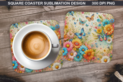 Flowers Coaster Sublimation, Spring Coaster PNG Design Product Image 1