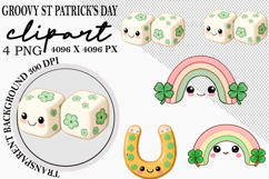 Whimsical Groovy St Patrick’s Day Clipart Watercolor png Product Image 1