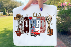 Howdy PNG Retro Western Shirt Design, Leopard Checkered Cow Product Image 4