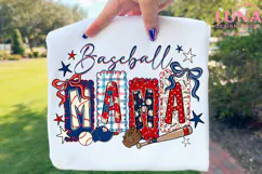 Preppy Baseball Mama Bow Glitter Png, Baseball Game Day Png Product Image 4