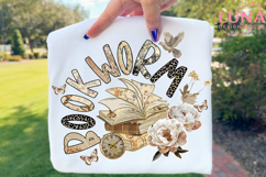 Boho Wildflower Bookworm Png, Bookish Png, Cottagecore Book Product Image 3