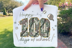 Preppy 100 Days Of School PNG Camo Checkered, 100th Day Png Product Image 5