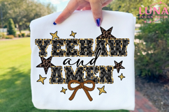 Yeehaw and Amen PNG, Trendy Leopard Western PNG, Rodeo Shirt Product Image 1