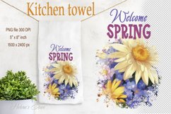 Welcome Spring kitchen tea towel | Dish Towel sublimation Product Image 1
