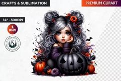 Halloween Cute girl Clipart, Kids Halloween clipart,Girl PNG Product Image 1