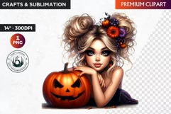 Halloween Cute girl Clipart, Kids Halloween clipart,Girl PNG Product Image 1