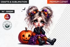 Halloween Clipart, Kids Halloween clipart,Cute Girl pumpkin Product Image 1