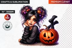 Halloween Cute girl Clipart, Kids Halloween clipart,Girl PNG Product Image 1