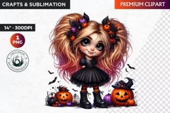 Halloween Cute girl Clipart, Kids Halloween clipart,Girl PNG Product Image 1