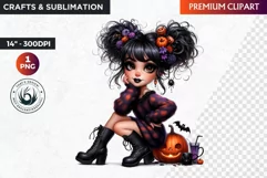 Halloween Cute girl Clipart, Kids Halloween clipart,Girl PNG Product Image 1