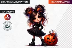 Halloween Cute girl Clipart, Kids Halloween clipart,Girl PNG Product Image 1