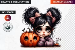 Halloween Clipart, Kids Halloween clipart,Cute Girl pumpkin Product Image 1