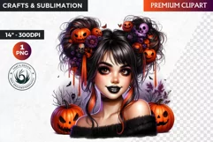 Halloween Clipart, Kids Halloween clipart,Cute Girl pumpkin Product Image 1