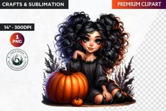 Halloween Clipart, Kids Halloween clipart,Cute Girl pumpkin Product Image 1