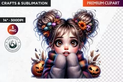 Halloween Clipart, Kids Halloween clipart,Cute Girl pumpkin Product Image 1