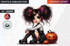 Halloween Clipart, Kids Halloween clipart,Cute Girl pumpkin Product Image 1