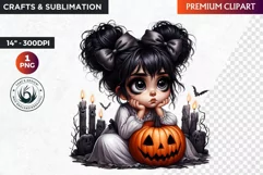 Halloween Cute girl Clipart, Kids Halloween clipart,Girl PNG Product Image 1
