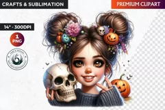 Halloween Cute girl Clipart, Kids Halloween clipart,Girl PNG Product Image 1