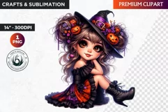 Halloween Cute girl Clipart, Kids Halloween clipart,Girl PNG Product Image 1