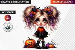 Halloween Clipart, Kids Halloween clipart,Cute Girl pumpkin Product Image 1
