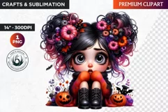 Halloween Clipart, Kids Halloween clipart,Cute Girl pumpkin Product Image 1
