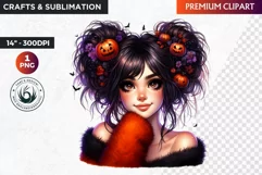 Halloween Clipart, Kids Halloween clipart,Cute Girl pumpkin Product Image 1