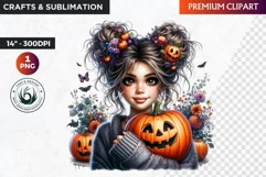 Halloween Clipart, Kids Halloween clipart,Cute Girl pumpkin Product Image 1