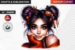 Halloween Clipart, Kids Halloween clipart,Cute Girl pumpkin Product Image 1