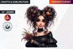 Halloween Cute girl Clipart, Kids Halloween clipart,Girl PNG Product Image 1