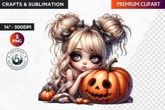 Halloween Clipart, Kids Halloween clipart,Cute Girl pumpkin Product Image 1