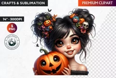 Halloween Clipart, Kids Halloween clipart,Cute Girl pumpkin Product Image 1
