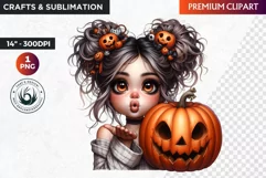 Halloween Clipart, Kids Halloween clipart,Cute Girl pumpkin Product Image 1
