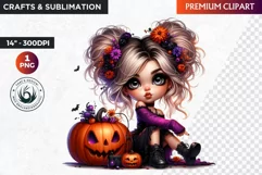 Halloween Clipart, Kids Halloween clipart,Cute Girl pumpkin Product Image 1