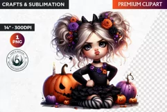 Halloween Cute girl Clipart, Kids Halloween clipart,Girl PNG Product Image 1
