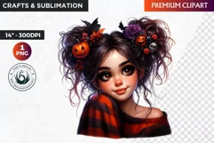 Halloween Cute girl Clipart, Kids Halloween clipart,Girl PNG Product Image 1
