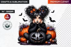 Halloween Cute girl Clipart, Kids Halloween clipart,Girl PNG Product Image 1