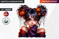 Halloween Clipart, Kids Halloween clipart,Cute Girl pumpkin Product Image 1