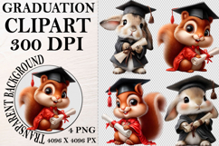 Whimsical Graduation Animal Clipart PNG, Graduation PNG Product Image 1
