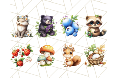 Whimsical Woodland Forest Animals Png, Berries and Nature Product Image 4