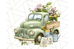 Floral Farm Truck Clipart, Cottagecore Country Truck Png Product Image 4
