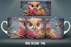 3D Owl Mug Wrap Sublimation Designs|Impasto Painting Mug Wra Product Image 4