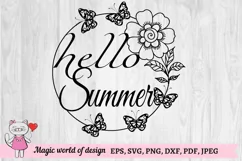 Hello Summer Frame svg, butterflies Papercut SVG, hand drawn Product Image 2