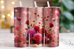 Flowers &amp; Hearts Valentine's Day Tumbler Wrap Sublimation Product Image 1
