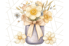 Flowers in Glass Jars PNG, Rustic Floral Watercolor Clipart Product Image 4